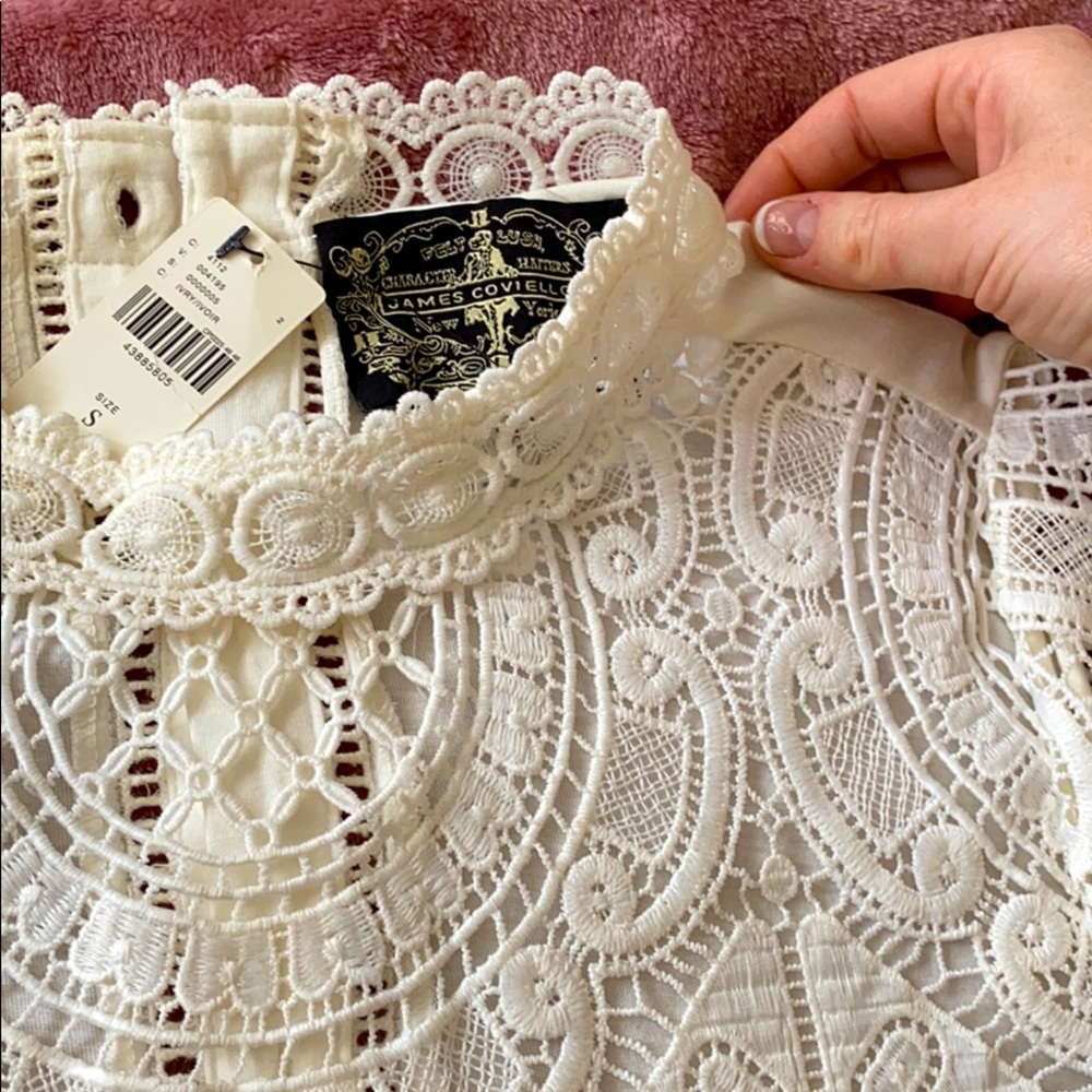 Anthropologie White Lace Crochet Blouse